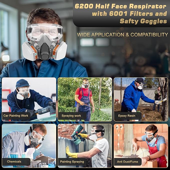 Gas Masks Survival Nuclear and Chemical, Full Face Gas Mask with Activated Carbon Filter