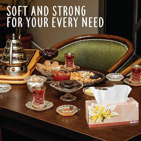 Reeflex Premium Facial Tissues 230 Sheets Per Box, 2-Ply Soft Touch, Gentle and Durable in A Stylish Box - 4 Total Boxes, 920 Sheets Family Pack