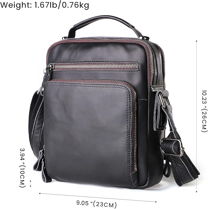 Genuine Leather Small Messenger Bag for Men Vintage Shoulder Crossbody Bags for Work Business Travel