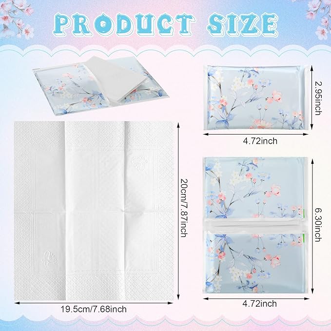 24 Packs Travel Size Tissue Pocket Slim Pack Facial 3 Ply Wallet Size Pocket Tissues for Travel Wedding Party Favors, 6 Styles(Colored Flowers)
