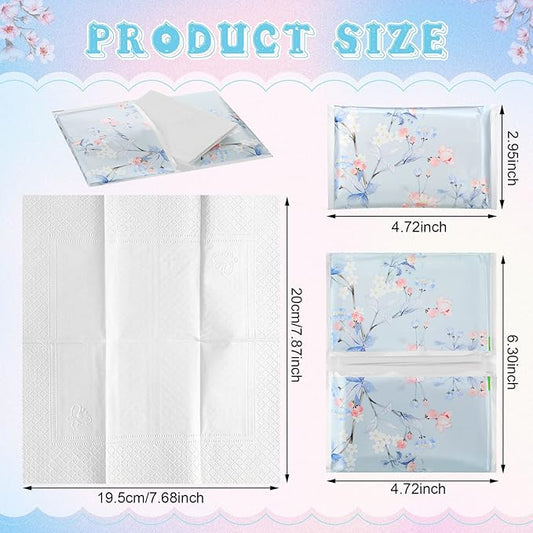 24 Packs Travel Size Tissue Pocket Slim Pack Facial 3 Ply Wallet Size Pocket Tissues for Travel Wedding Party Favors, 6 Styles(Colored Flowers)