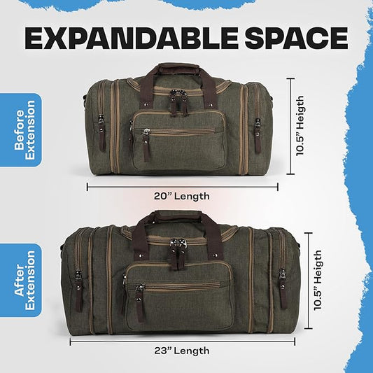 BOEX Stylish Duffle Bag for Travel – Expandable to 40L Lightweight and Waterproof Weekender Bag with Multiple Pockets and Adjustable Shoulder Strap for Men & Women – A Premium Carry On Duffle Bag