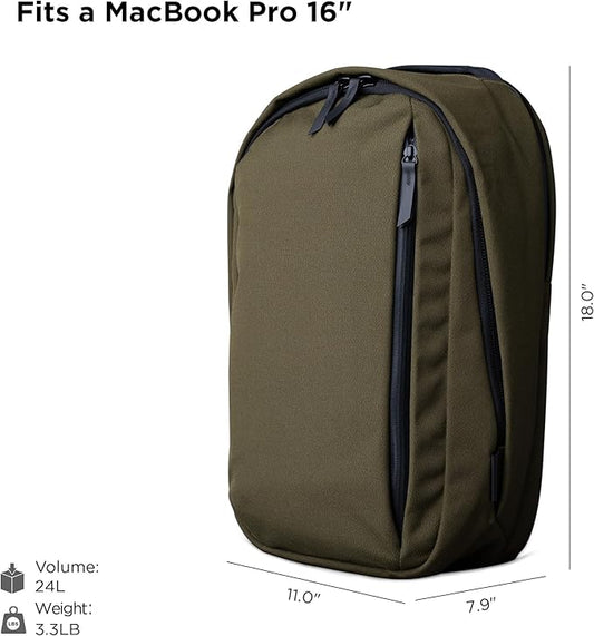 ALPAKA Metro Backpack Pro for Men - Fits 15.6" Laptop Business Travel Backpack with YKK Zippers, MOD Key Leash,Axoflux 600D (Army Green)