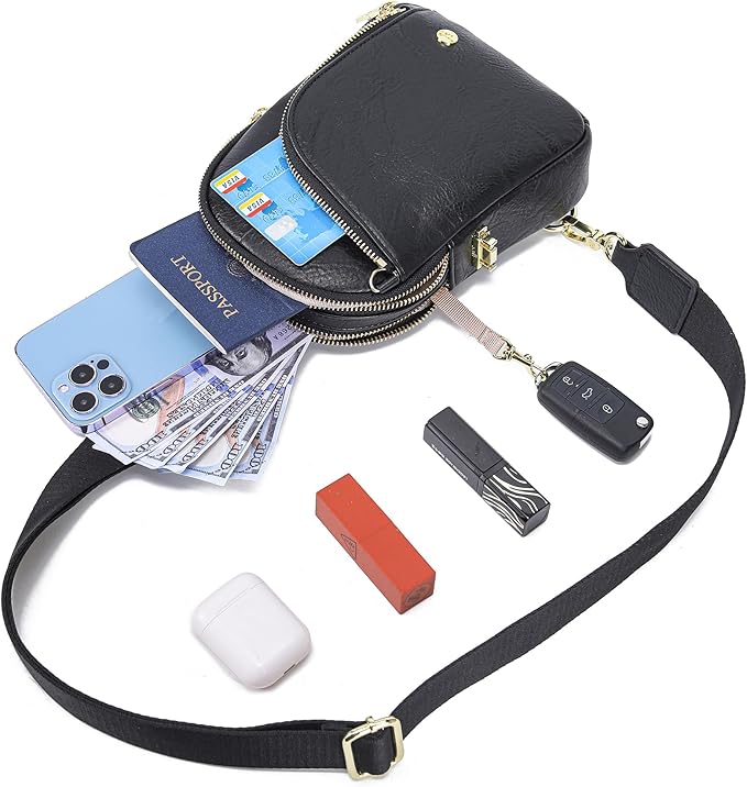 INICAT RFID Blocking Sling Bag Leather Crossbody Bags for Women Fanny Pack Cross Body for Woman Chest Bag for Travel 1.9L