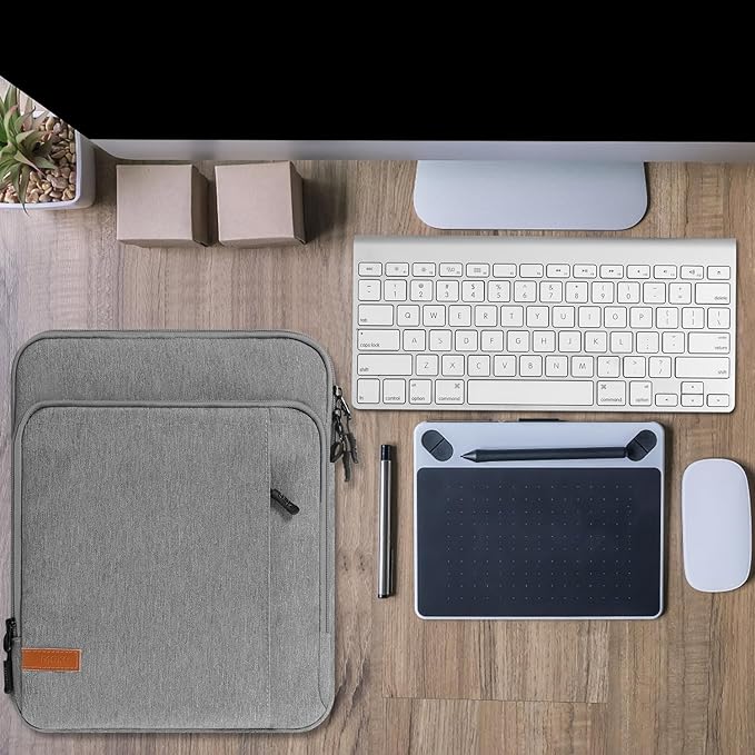 MoKo 12.9 Inch Tablet Sleeve Bag Carrying Case with Pockets Fits iPad Pro 12.9 M2 2022/2021/2020, Surface Laptop Go 12.4", Galaxy Tab S8+/S9+ 12.4" 2022/2023, Light Gray