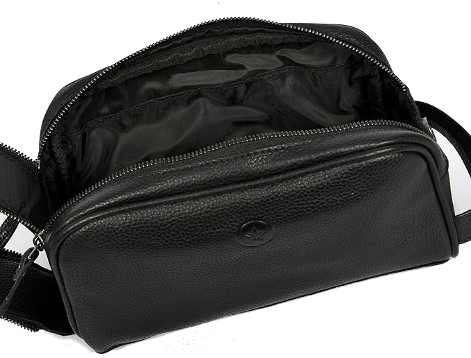 10" Premium Leather Toiletry Travel Pouch With Waterproof Lining | King-Size Handcrafted Vintage Dopp kit By Aaron Leather Goods (Jade Black)
