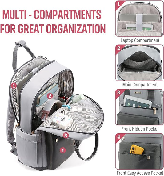 LOVEVOOK Laptop Backpack for Women 15.6 Inch Laptop Bag with USB Port, Fashion Waterproof Backpacks Teacher Nurse Stylish Travel Bags Vintage Daypacks Bookbag for College School Work