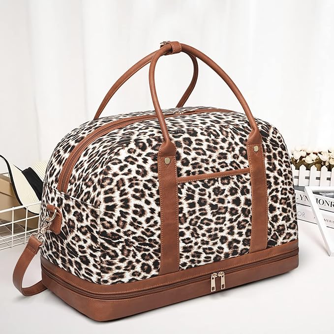 Weekender Bag for Women Canvas Overnight Bag Large Travel Tote Bag Carry on Shoulder Duffle Bag With Shoe Compartment,Perfect for Travel/Daily Use/Birthday Gift …