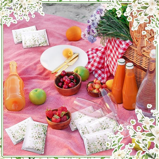 50 Pack Winter Magnolia Flower Pocket Tissues Individual Packs Bulk 3 Ply Magnolia Floral Wallet Travel Facial Tissues Packets for Winter Christmas Wedding Party Supplies