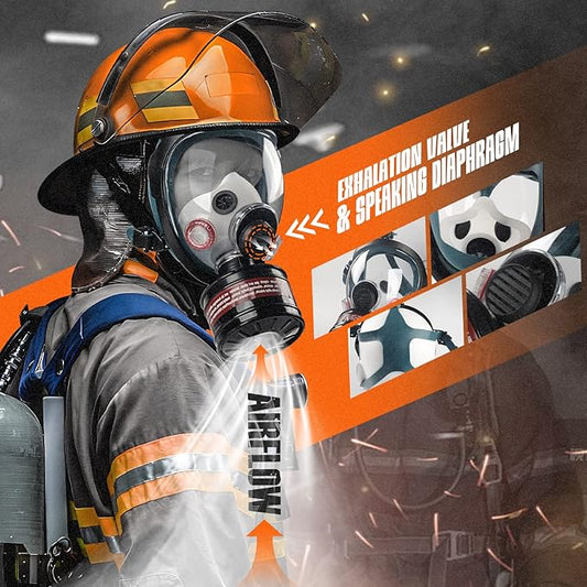 HANUU Gas Mask, Gas Masks Survival Nuclear and Chemical with 40mm Activated Carbon Filter, Tactical Full Face Respirator Mask for Gases, Dust, Vapors, Chemicals, Paint, Spray