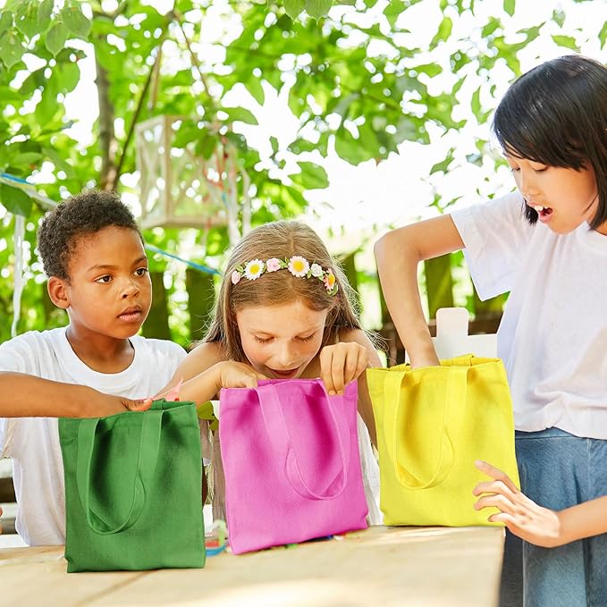 Amylove 24 Pcs Mini Tote Bag Sublimation Blank Canvas Tote Bags Reusable Grocery Luggage DIY Sack Goody for Party Even (8.5 x 8 Inch,Multicolor Color)