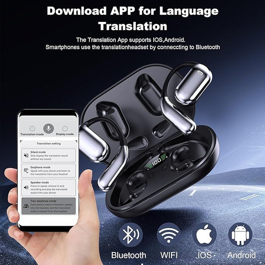 Wireless Earbuds, Language Translation Earbuds, 3-in-1 AI Translator Earbuds Real Time Translating Earbuds for 144 Languages, HF Sound, Bluetooth 5.4 Headphones for Travel Sport Business (White)
