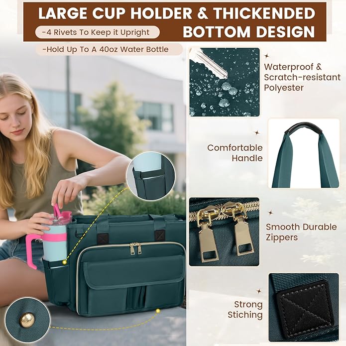RAINSMORE Teacher Tote Bag 15.6 inch Laptop Bag for Women Work Bags Nurse Bag Lightweight Laptop Tote Computer Briefcase