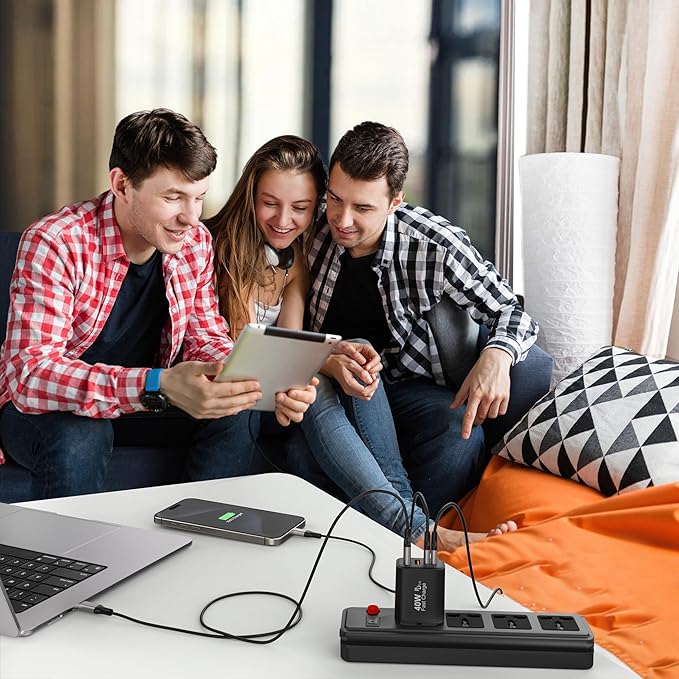 40W USB C Charging Block, 4 USB C Ports, Type C Wall Plug Fast Charger Cube, Power Adapter Box for iPhone 16, 15, 14, 13, 12, 11, Galaxy Phones, Watch, Tablet, Smartphones (Black 2Pack)