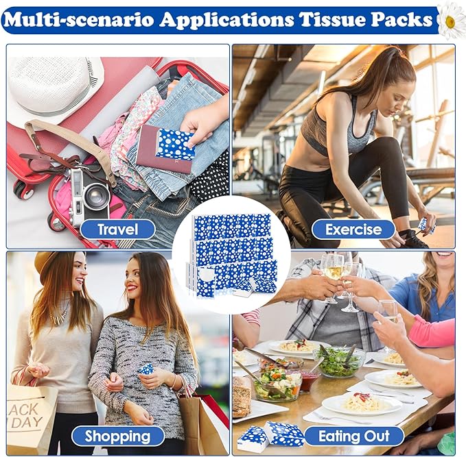 25 Pack Pocket Tissues 250 Sheets Small Mini Travel Size Tissue Packs 3 Ply Unscented with Unique Embossing Process Individual Portable Tissue Pack for Purse Travel Camping
