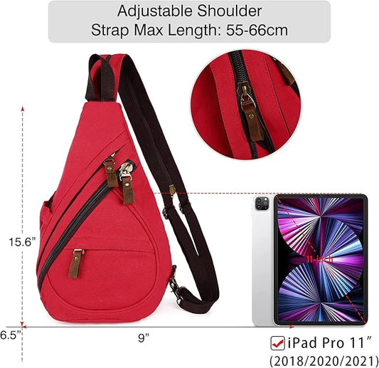 HuxFam Sling Bags for Women Backpack Purse Canvas Crossbody Bags for Women Small Travel Hiking Daypack