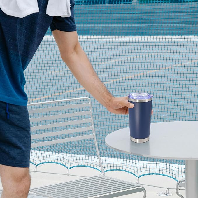 20 oz Tumbler with lid Double Wall Vacuum Insulated Tumblers Stainless Steel Coffee Mug Travel Coffee Tumbler Powder Coated Tumbler Cup Keep Hot&Cold - (Navy 12 Pack)