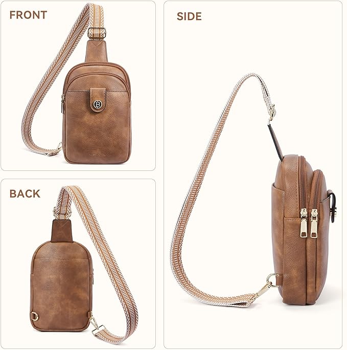 BOSTANTEN Small Sling Bag Crossbody Bags for Women Trendy Crossbody Purse Leather Chest Bag