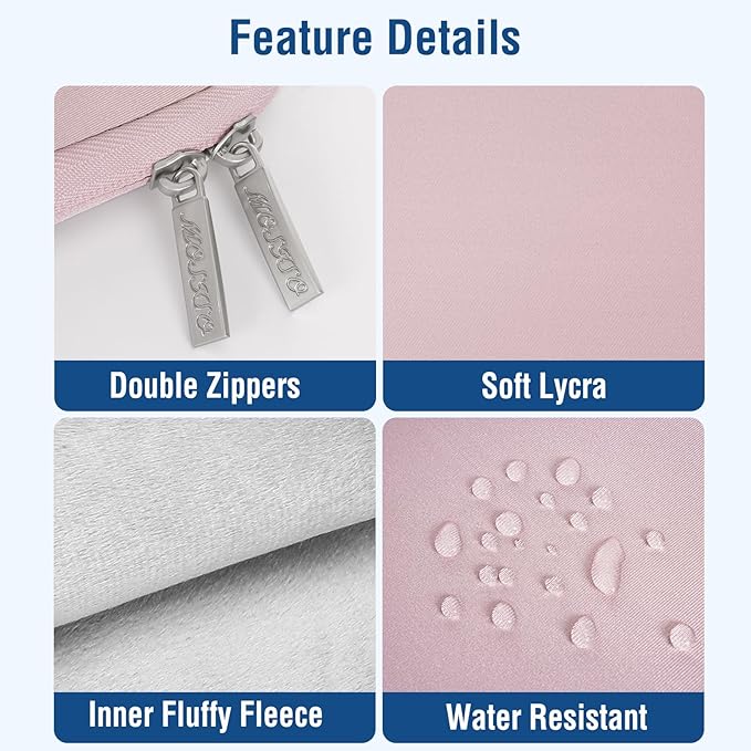 MOSISO Laptop Case 13 inch, 13 inch Laptop Sleeve Bag Compatible with MacBook Air 13 M4 M3 M2 M1 2025-2018 / Pro 13 M2 M1 2025-2016, Neoprene Computer Sleeve Bag with Small Case, Baby Pink