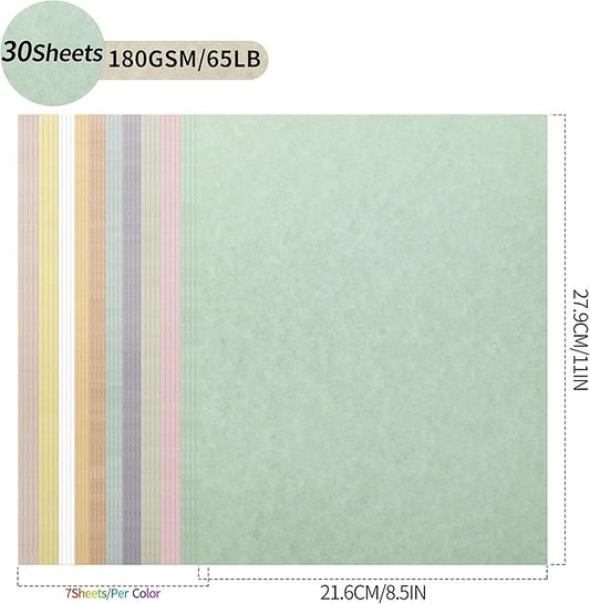 Parchment Paper - 8.5” x 11” Letter Size Parchment Card Stock 65lb Heavyweight Paper Thick Vintage Paper PAP04 (8.5x11inch/70Sheets, 10 Mixed Colors) PAP04MX