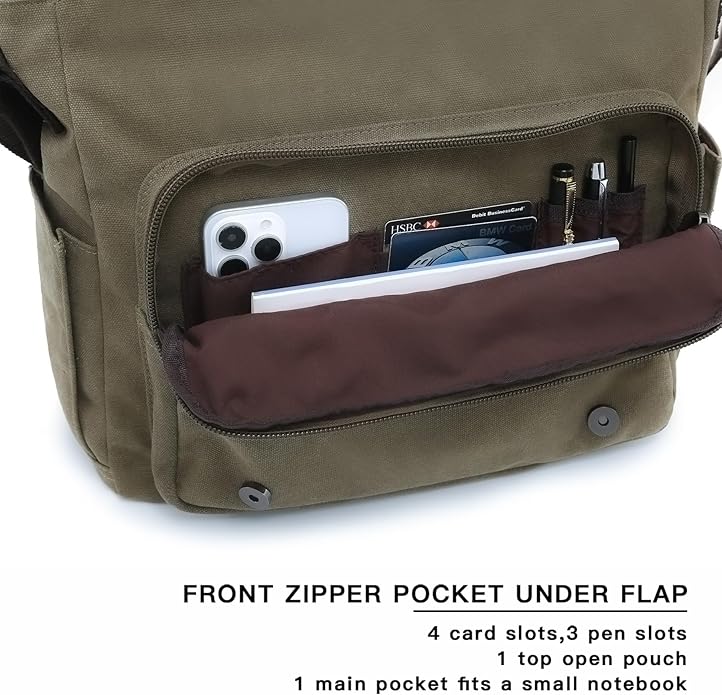 Large Vintage Canvas Messenger Shoulder Bag Travel Crossbody Purse Briefcase Business Bag for 15inch Laptop