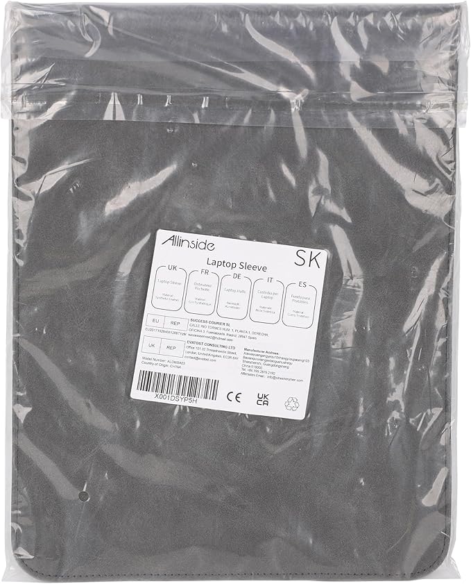 Allinside 13 inch Laptop Sleeve Case for with MacBook Air 13 2018–2025 (M2 A2681 M3 A3113 M4 A3240)/MacBook Pro 13 2016–2022 (A2251 A2289 A2338 M1 M2), PU Suede Leather Laptop Case Cover, Gray