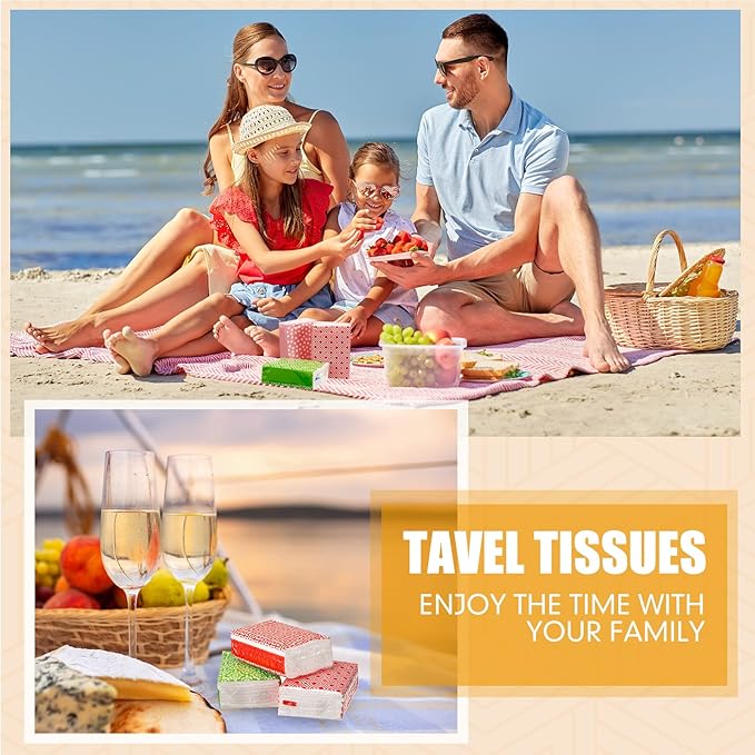 Thenshop 200 Packs Travel Tissues Bulk Geometric Designed Pocket Size Tissues, 3 Ply Paper Facial 2000 Count for Travelling Walking Weddings Graduation