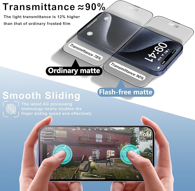 2 Pack Matte Screen Protector for iPhone 16 Plus and iPhone 15 Plus and iPhone 14 Pro Max 6.7-Inch Auto Dust Removal, No Bubbles, Tempered Glass Film, Easy Installation