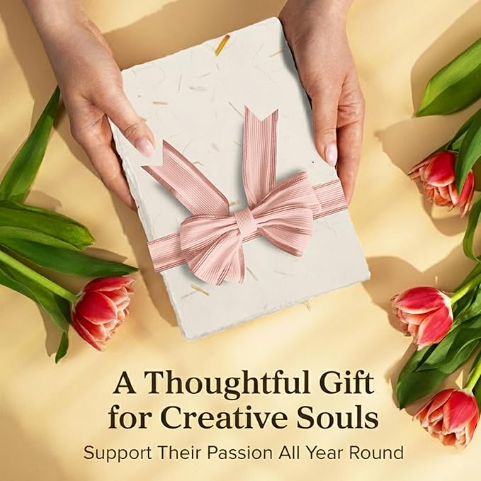 Wanderings Handmade Cream Deckle Edge Blank Paper with Straw - 4x6 - Pack of 50 - Watercolour/Mixed Media Paper - Save The Date Invitations Greeting Cards Notes DIY Arts Crafts - Thick 150 GSM