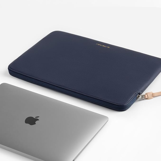 Comfyable Leather Laptop Sleeve Compatible with 16 Inch MacBook Pro M4 2024 & 15 Inch MacBook Air M4 M3 M2 2025, Blue
