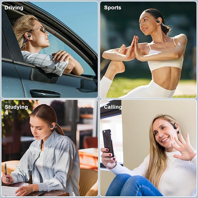 LEVN Open Ear Headphones, Bone Conduction Running Headphones Bluetooth 5.3, 14H Battery Sweatproof & Water-Resistant, Wireless with Built-in Mic for Cycling, Workout, Gift