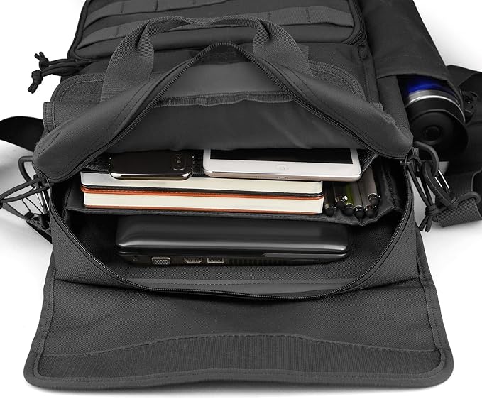 Tactical Messenger Bag Military MOLLE Sling Shoulder Pack Briefcase Laptop Assault Gear Handbags Utility Carry Satchel (Black, 17.3 inch)