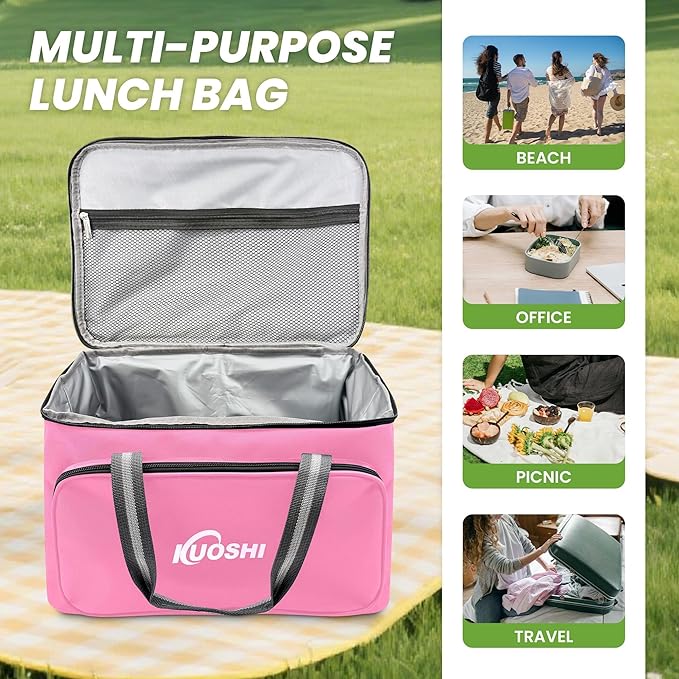 Insulated Lunch Bag for Men & Women-25L Leakproof Cooler Bag with Adjustable Strap, Large Reusable Lunch Box for Office, Beach, Picnic & Travel