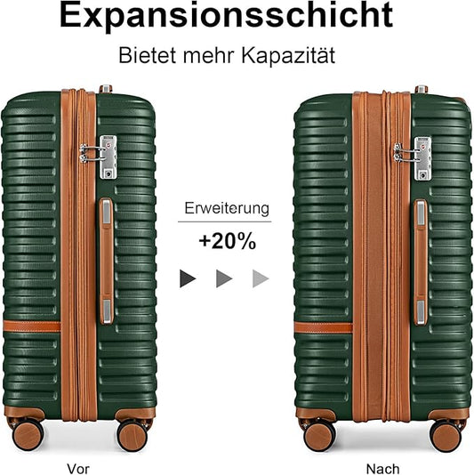 Joyway Carry on 20Inch &24 Inch Checked Luggage Set, 2-Piece Expandable Suitecase Set with Spinner Wheel, Hard Shell Suitcase with TSA Lock(Green)