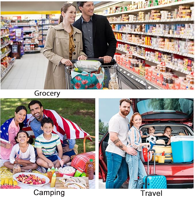 BeeGreen Reusable Grocery Bags 6 Pack, Heavy Duty Totes for Women, Foldable Grocery Bag Large Shopping Totes with Handles for Work, Travel, Gift, Store, Polyester Washable Reusable Tote Bag