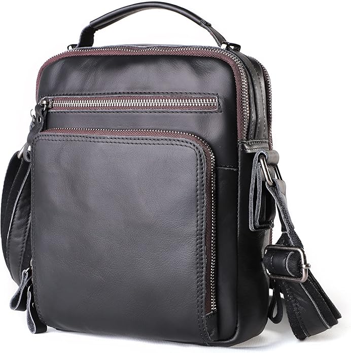Genuine Leather Small Messenger Bag for Men Vintage Shoulder Crossbody Bags for Work Business Travel