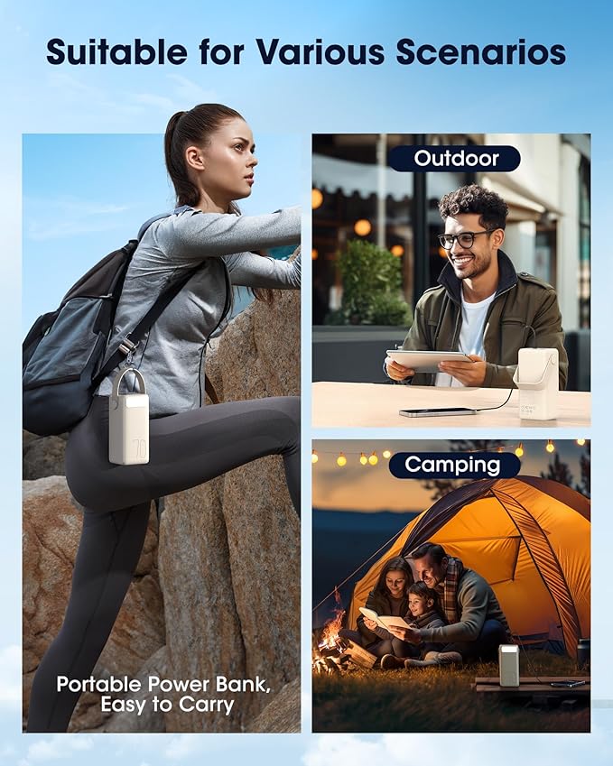 Portable Charger Power Bank 70000mAh, 22.5W Fast Charging USB C Battery Pack, 3 Outputs, LED Display & LED Light, External Huge Capacity Battery Bank for iPhone, Samsung, iPad, Camping Picnic