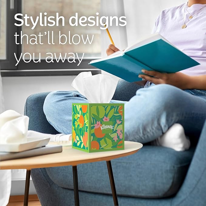 Kleenex Ultra Soft Facial Tissues, 8 Cube Boxes, 80 Tissues per Box, 3-Ply, Packaging May Vary (Pack of 2)