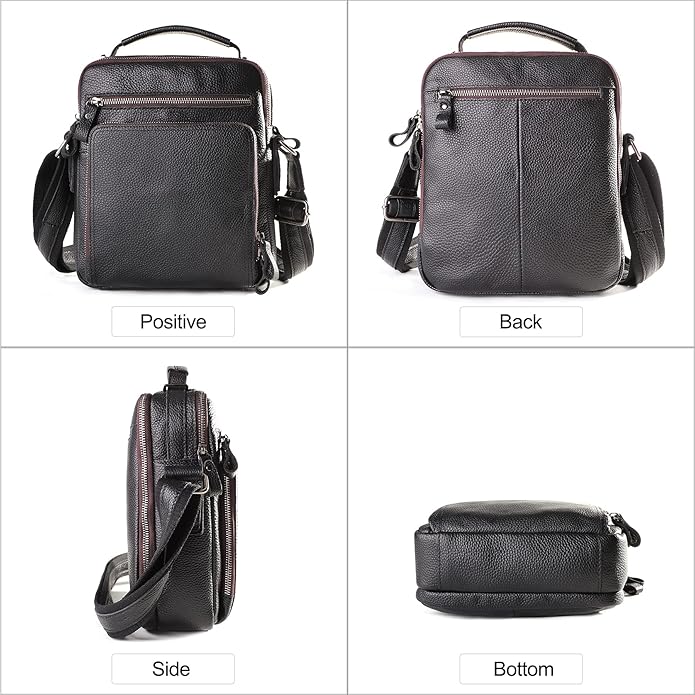 Genuine Leather Small Messenger Bag for Men Vintage Shoulder Crossbody Bags for Work Business Travel