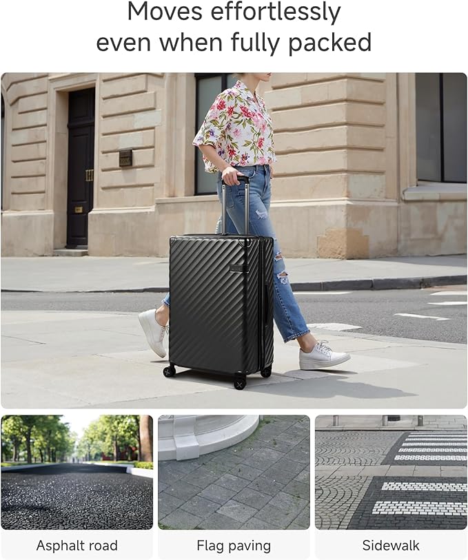 LUGGEX Luggage with Spinner Wheels, Polycarbonate Expandable Hard Shell Suitcase