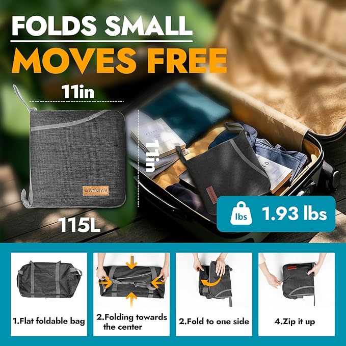 Canway 115L Travel Duffel Bag, Foldable Weekender Bag with Shoes Compartment for Men Women Water-proof & Tear Resistant (Panther Black, 115L)