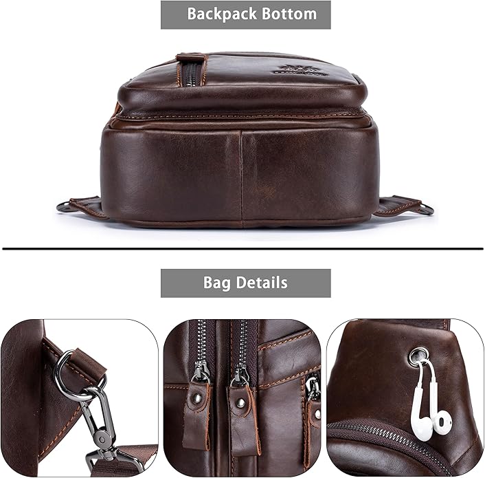 LUKZIJAES Genuine Leather Sling Bag for Men
