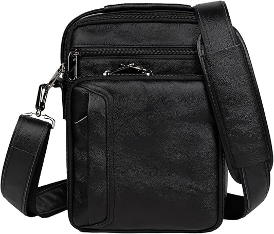 Leather Small Messenger for Men - Women Shoulder Chest Travel Bag - Crossbody Bag