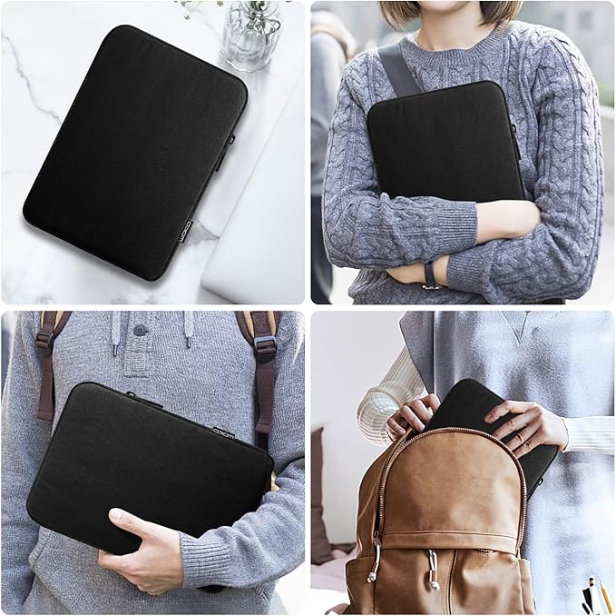 MoKo 13 Inch Tablet Sleeve Fits 13inch iPad Air M3 2025, iPad Pro M4/Air M2 2024, iPad Pro 12.9, Galaxy Tab S8+/S9+ 12.4, Polyester Bag Fit with Apple Pencil or Smart Keyboard,Black