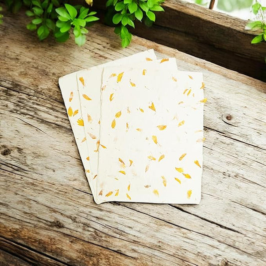 Handmade Lokta Laser and Inkjet Printer Paper with Deckle Edge 8.5x11 Inch Vintage Decorative Specialty Printing Paper (100 Sheets, Marigold)