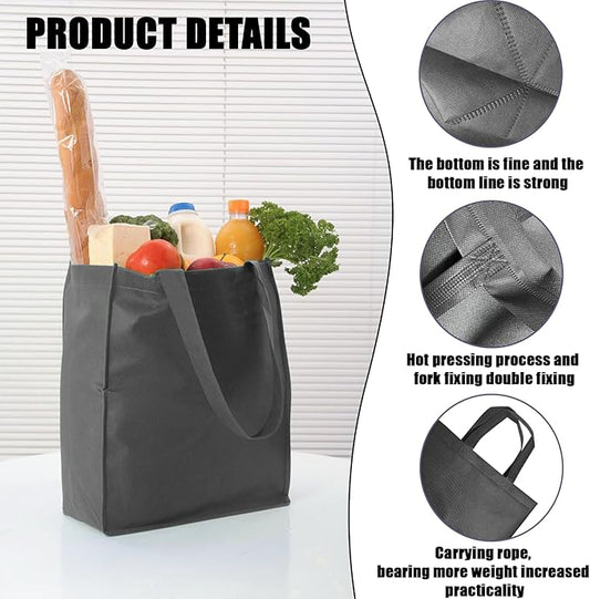 50Pcs Reusable Non Woven Shopping Bags Large Foldable Totes Bag with Handles Grocery Handbag Bulk for Boutiques
