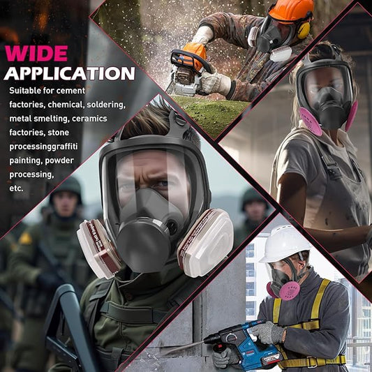 Full Face Respirator Mask with Filters - Gas Mask with 2097 & 6001CN Filters and Anti-fog Gas Cover Against Dust, Organic Vapor for Paint, Welding, Chemicals, Epoxy Resin, Sanding, Woodworking