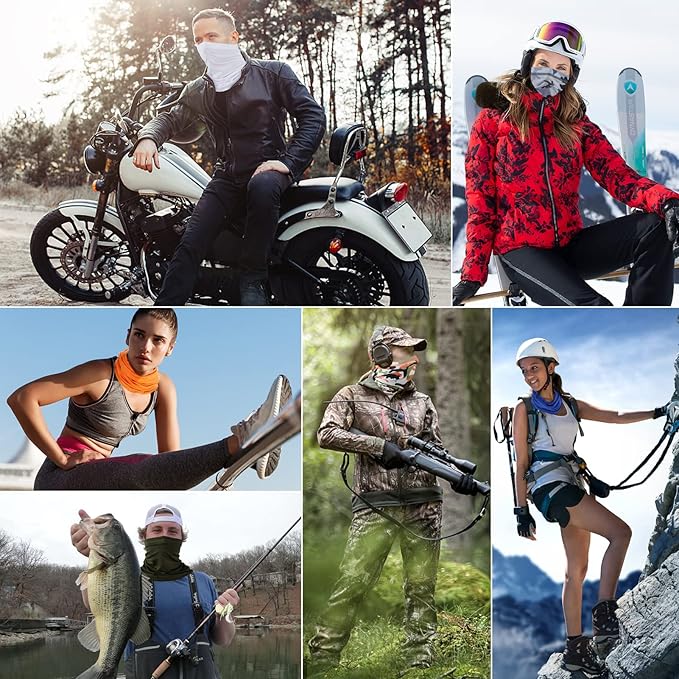 6 Pack Neck Gaiter for Men Women Breathable Outdoor Face Mask Cover Headwear for Hiking Running Cycling and Fishing