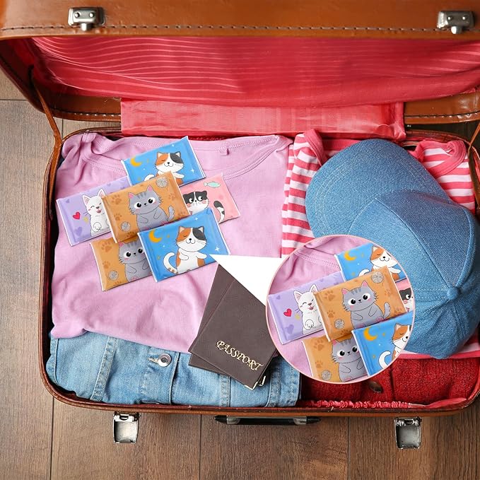 PerKoop 100 Pack Pocket Tissues Travel Slim Packs Small Facial Tissues Wallet Size Toilet Paper for Travel Guest Wedding Supplies, 4 Styles(Cat)