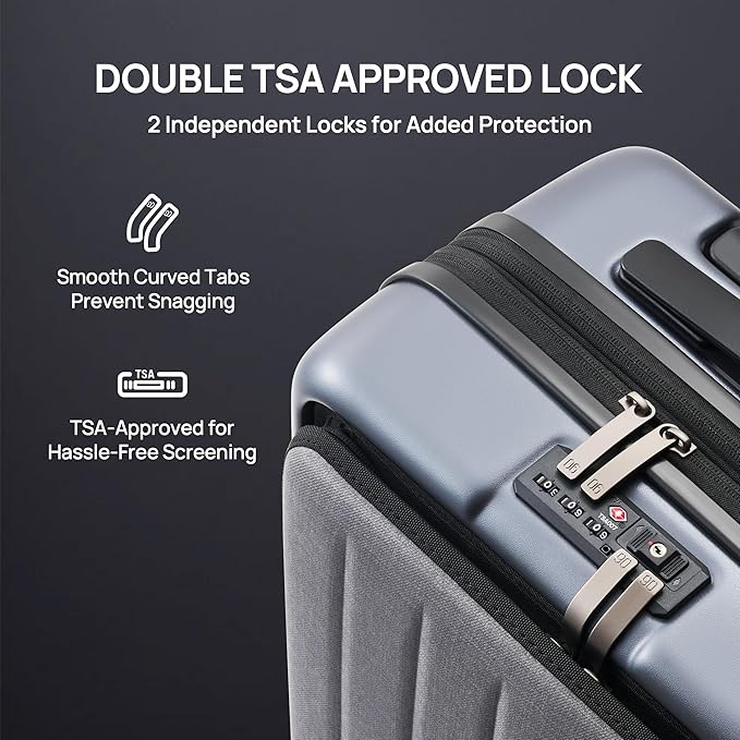 NINETYGO Carry on Luggage 22X14X9 Airline Approved with Front Laptop Pocket, 20 Inch Luggage with Front Compartment, Expandable, Double Spinner Wheels, Hardsided PC, TSA Lock (Black, Seine Max)